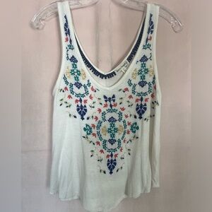 Love on a Hanger White Embroidered Tank Top